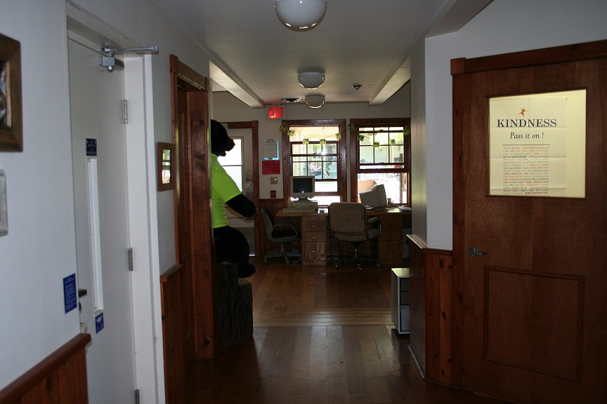 Main floor of the lodge looking toward the office area.